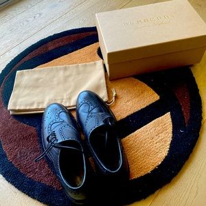 Burberry Men’s Rayford Black Leather Oxfords Size 43 (US 9.5/10)